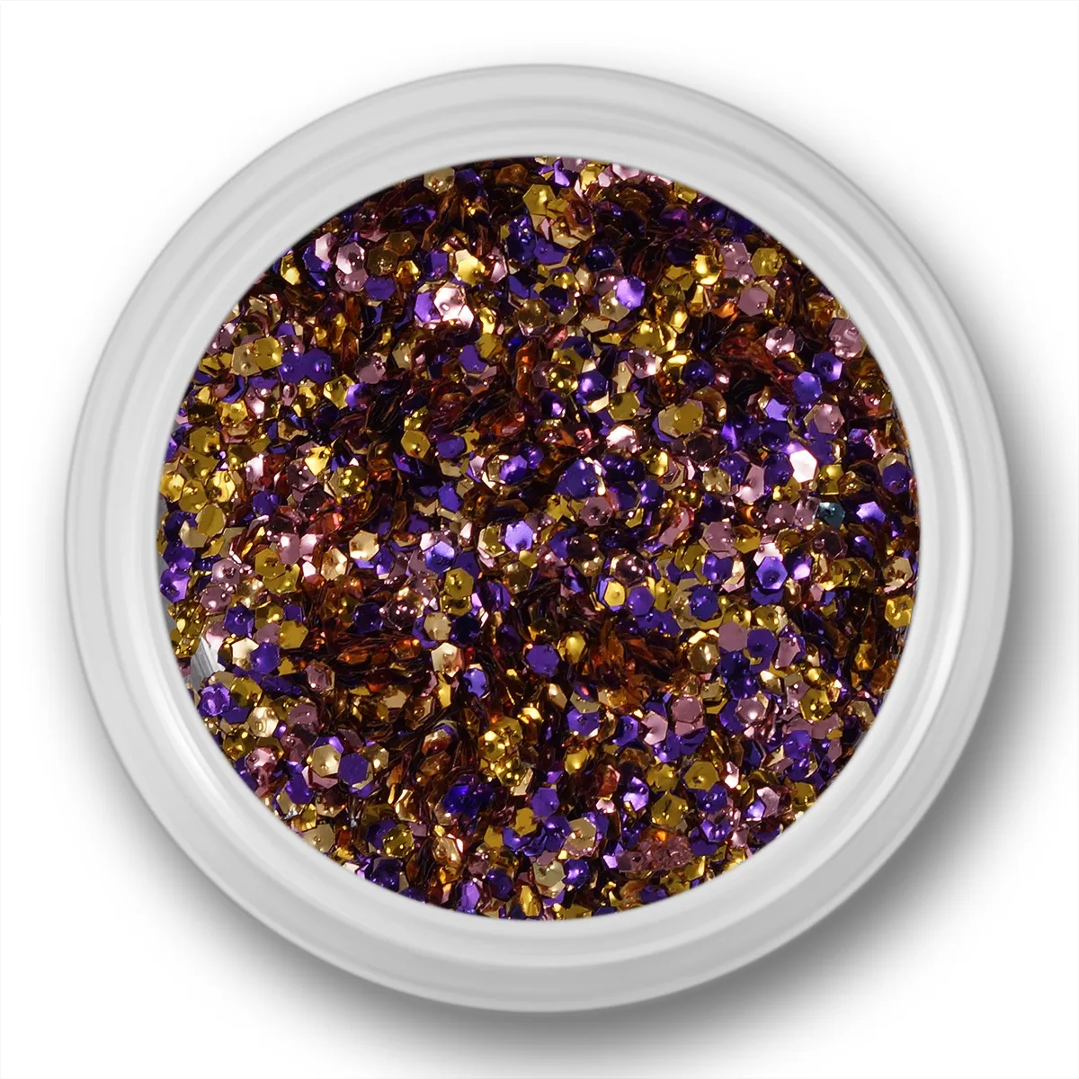 Glitter Dust, hexagon, lilla, guld, pink