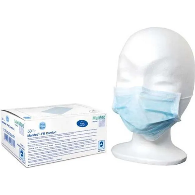 Mundbind / maske, BLÅ, medicinsk, 3-lags CE godkendt, type II, 1 stk.