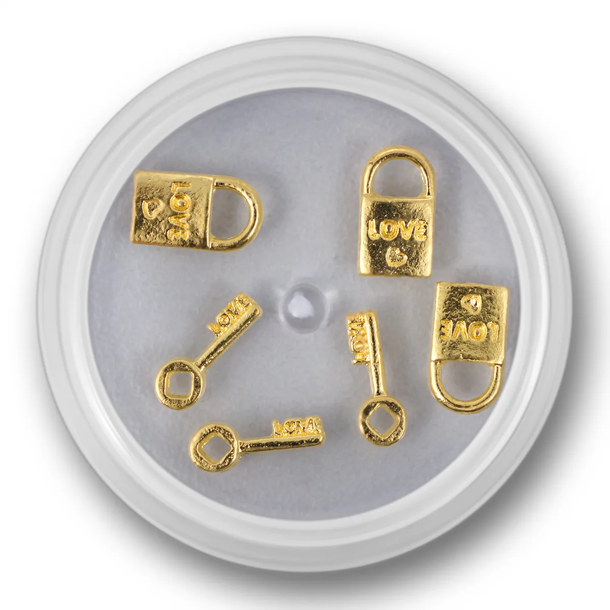 Negle smykke, lås og nøgle ,guld, 3 stk