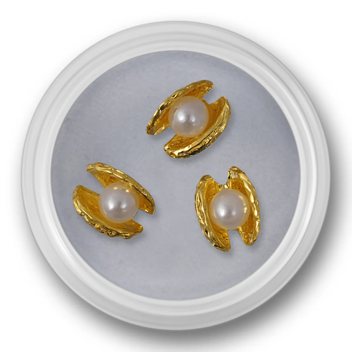 Negle smykke, musling med perle ,guld, 3 stk