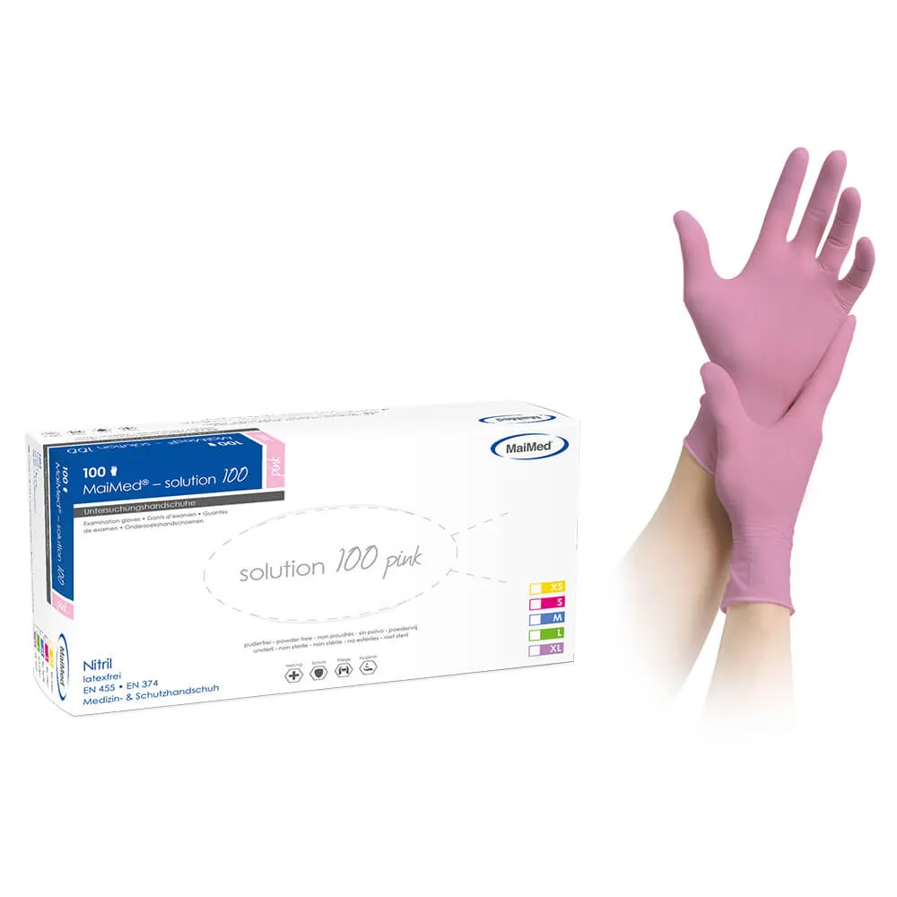 MAIMED solution Nitrilhandske, Pink, str. XL, pudderfri